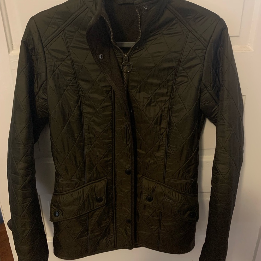 Women’s Barbour Cavalry Polarquilt Jacket, Size US 6, Green